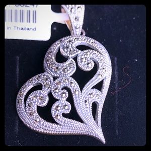 SOLD!! Heart Pendant - Sterling Silver & Marcasite